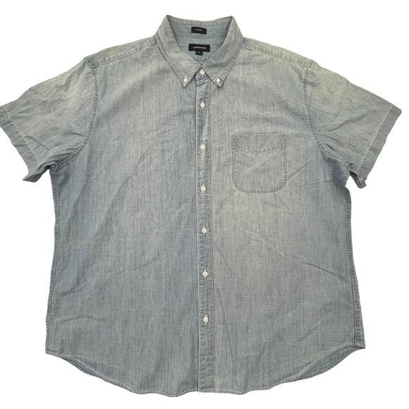 J. Crew Other - J. Crew Jean Shirt Mens 2XL Blue Denim Look Button Down Short Sleeve NWT